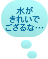 水が きれいで ござるな… 